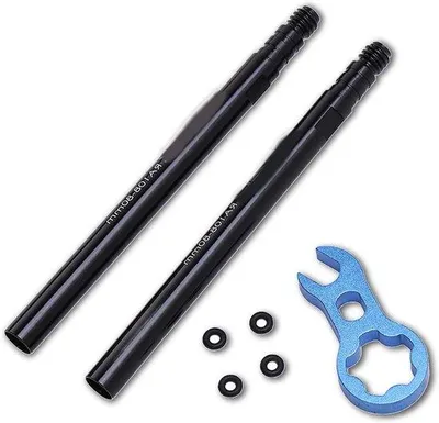 Produktbild von Ventielverlenger für Rennradschlauch, Aluminiumlegierung, flexible Bandventielverlängerung (80 mm) mit Ringschlüssel