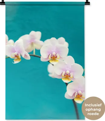 Produktbild von MuchoWow® Wandteppich Wandbehang Orchidee - Blumen - Pflanze - Weiß - Lila 60x90 cm Tapisserie Dekoration Wandtuch - Foto-Teppich - Abwaschbar