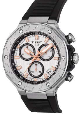 Produktbild von Tissot Herrenuhr T-Race Chronograph Weiß Schwarz Silikon T141.417.17.011.00