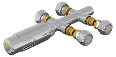 Produktbild von HAGO24 Thermostat Badheizkörper Heizkörperregler Chrom Anschlussgarnitur Multiblock Zweirohrarmatur 50mm Mittelanschluss Temperatursteuerung Frostschutz