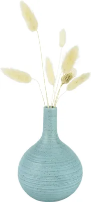 Produktbild von QUVIO Vase für Trockenblumen - Vasen - Klassische oder Retro Blumenvase - Wohnaccessoires für Blumen und Sträuße - Dekoratives Zubehör - Keramik - 10 x 14 cm (dxh) - Hellblau