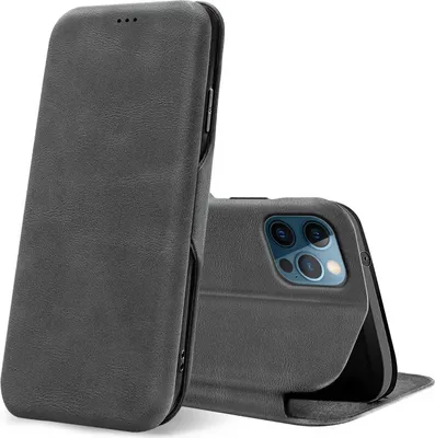 Produktbild von Conie Retro Klapp Tasche für iPhone 12 / 12 Pro Kartenfach Hülle Rundumschutz in Grau