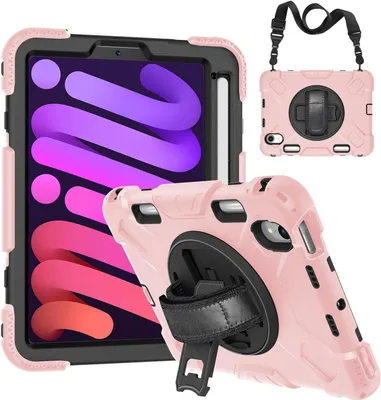 Produktbild von Tasche für iPad Mini 6 8.3" Schwenkbarer Ständer und Stylus-Halter Pink