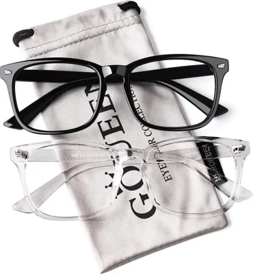 Produktbild von Hornbrille Nerdbrille UV400 ohne Stärke inkl. Tasche & Reinigungstuch