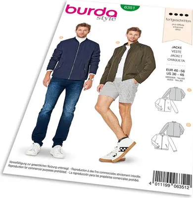 Zdjęcie produktu dla Wykrój Burda 6351 – męska kurtka