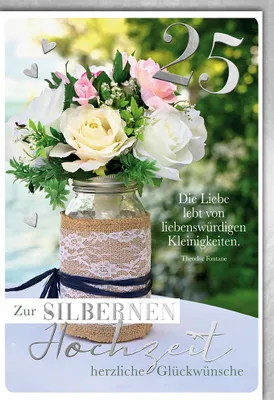 Produktbild von Silberhochzeit - Glückwunschkarte im Format 11,5 x 17 cm - Rosen im Gl