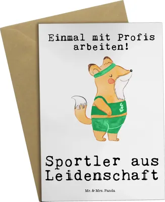 Produktbild von Mr. & Mrs. Panda Grußkarte Sportler Leidenschaft - Weiß - Geschenk, einladungskarten, weihnachtskarten, genesungskarte, hochzeitskarten, osterkarte, Grußkarten