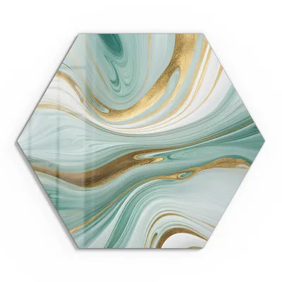 Produktbild von DEQORI Glasbild Echtglas 55x48 cm 'Smaragdfarbene Wogen' Wandbild Bild modern Deko