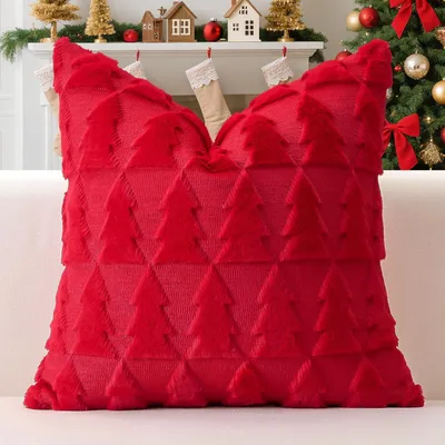 Obrázek produktu pro Solidchoice - Dekorativní povlak na polštář z plyšové vlny s geometrickým vzorem, 60 x 60 cm