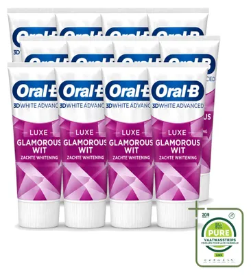 Obrázek produktu pro 12 kusů zubní pasty Oral-B 3D White Advanced Luxe Glamorous White, 75 ml - velkopack
