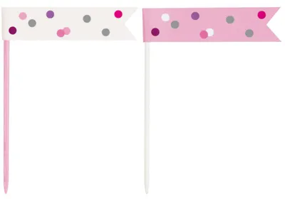 Produktbild von 6 glitzer Flaggen Picker rosa & silber