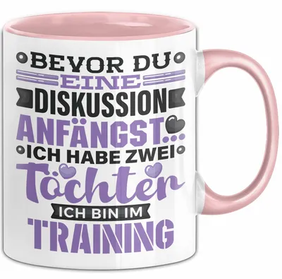 Produktbild von Mama Papa Tasse Geschenk 2 Töchter Geschenkidee Muttertag Vatertag Geschenke (Rosa)