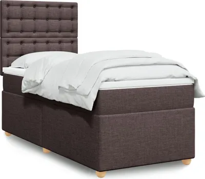 Produktbild von Design Boxspringbett mit Matratze Dunkelbraun 100x200 cm Stoff, Klassische Betten 2024 Neu
