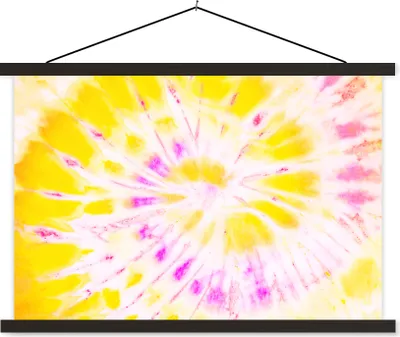 Produktbild von MuchoWow® Textilposter Sommer - Krawattenfärbung - Gelb 60x40 cm mit schwarzem Rahmen - Hölzernes
