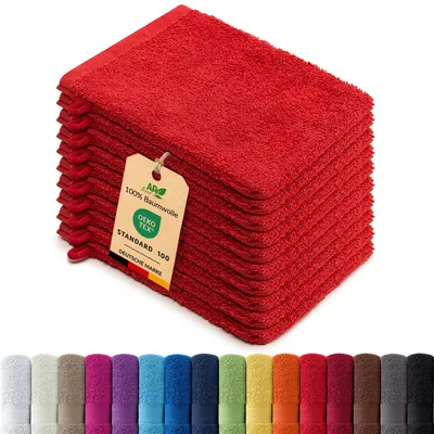 Produktbild von 10er-Set ARIZONA Handtuch-Serie von AR Line – 100% Baumwolle, 500 g/m², 10er-Set Waschhandschuhe 15x21 cm, Rot