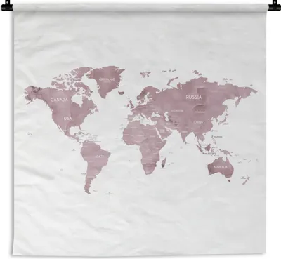 Produktbild von MuchoWow® Wandteppich Wandbehang Weltkarte - Weiß - Marmor 150x150 cm Tapisserie Dekoration Wandtuch - Wohnaccessoires - Modernes