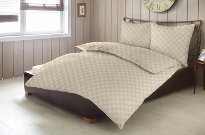 Produktbild von DORMISETTE Bettwäsche KARO Damast BL 135x200 cm beige Bettbezug