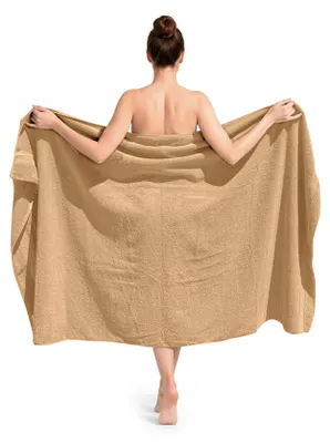Produktbild von altego Badetuch groß 100x180 cm Beige 100% Baumwolle - 500 g/m² - Badehandtuch groß - Duschhandtuch – Badetuch XXL