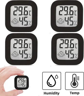 Produktbild von 4X DigitalesThermo-Hygrometer für Innenräume, LCD Thermometer Temperatur Luftfeuchtigkeitsmessgerät