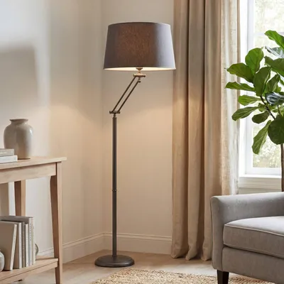 Produktbild von Standleuchte E27 155 cm Bronze Stoff Echt-Messing Klassisch Stehlampe