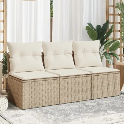 Produktbild von ZMH Gartensofa mit Kissen 3-Sitzer Beige Poly Rattan