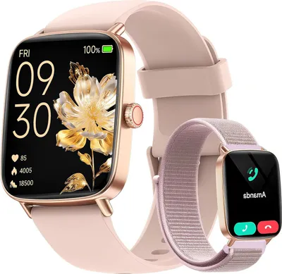 Produktbild von Fitpolo Smartwatch Damen Herren 1.85" HD Display Fitnessuhr mit Telefonfunktion AI Sprachassistent 100+ Sportmodi Herzfrequenz & SpO2 IP68 wasserdicht