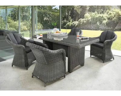 Zdjęcie produktu dla Grupa wypoczynkowa Destiny MALAGA LUNA 4 fotele + stół 165x90x75cm, szary vintage