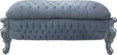 Casa Padrino Barock Truhe Truhen Bank Truhenbank Grau Silber Chesterfield Sitzbank