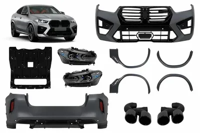 Zdjęcie produktu dla Zestaw karoserii do BMW X6 G06 od 2019 r. – modernizacja do wersji LCI 2023 z zderzakiem i reflektorami w stylu X6M.