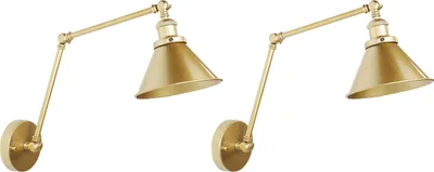 Produktbild von BELIANI Wandleuchte Gold Metall 2er Set mit langem Schwenkarm verstellbar Trichterform Industrie Look