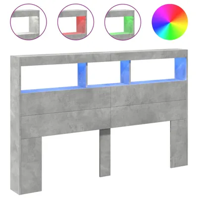 Produktbild von vidaXL LED-Kopfteil mit Ablage Betongrau 160x17x102 cm