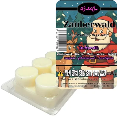 Produktbild von WonderWax Duftwachs Weihnachten Wax Melts für Duftlampe, 6 Kreise Duftmelt Wachsmelt Sojawachs Duftwachs Würfel für Raumdüfte, Wachs Duftöl Winter Indoor Schmelzen für Aromalampe Zauberwald