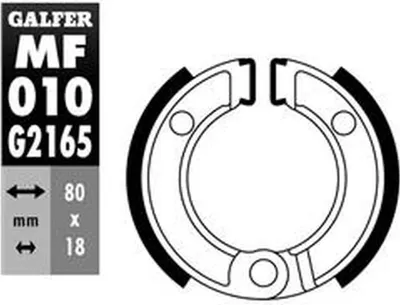 Immagine prodotto di Ganasce freno Galfer MF010G2165 OEM in mescola posteriore per Honda CRF F 50 ccm anno 2004 - 2023