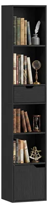 Produktbild von HOMCOM Bücherregal, 6 Ebenen, Schublade, verstellbares Fach, Schwarz