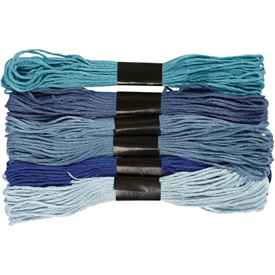 Produktbild von Creativ Company Stickgarn, Stärke 1 mm, Blue Harmony, 6 Knäuel 1 Box