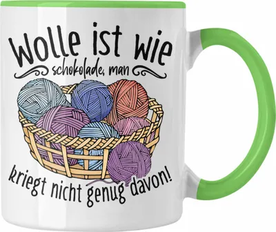 Produktbild von Trendation - Stricken Tasse Geschenk Häkeln Geschenkidee Mama Oma Rentner (Grün)