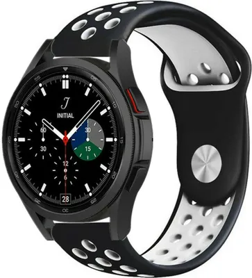 Produktbild von Strap-it Samsung Galaxy Watch 4 Classic 46mm Sportarmband (Schwarz/Weiß)