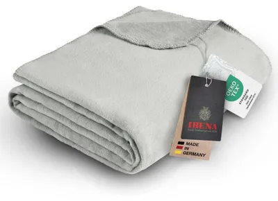 Produktbild von Ibena Malaga Bio Wolldecke 150x200 cm – 100% Baumwolle,  Germany, Baumwolldecke grau