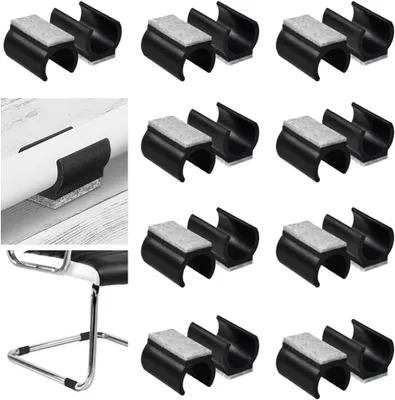 Imagen del producto de Deslizadores para sillas, hechos de fieltro, en forma de U, con un diámetro de 25 mm, paquete de 18 unidades, para patas de sillas redondas