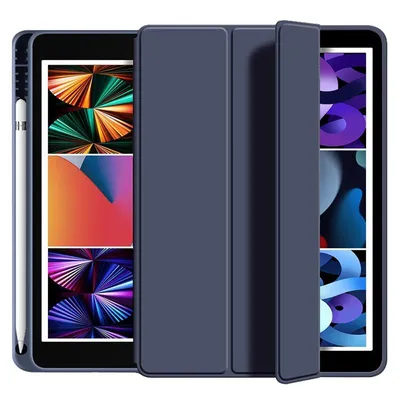 Produktbild von iPad 10,9 Zoll Hülle (iPad Air4/5/iPad 10), Flüssigsilikon, mit Stifthalter, Smart Sleep, Multi-Winkel, Dünn & Stoßfest, Blau