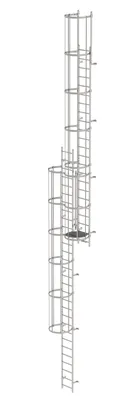 Produktbild von Günzburger Steigtechnik mehrzügige Steigleiter mit Rückenschutz (Maschinen) Edelstahl 12,96 m - 530236