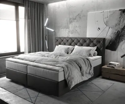 Produktbild von DELIFE Boxspringbett Dream-Great 180x200 cm Mikrofaser Anthrazit Vintage mit TFK Matratze und Visco Topper