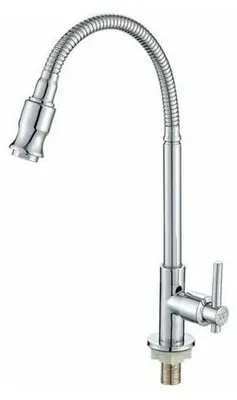Produktbild von Outdoor-Küchenarmatur 360 ° drehbarer Einloch-Einhand-Küchenarmatur Kaltwasser-Wäschehahn Single-Küchen-Kaltwasser-Hahn Waschgemüsebecken Vertikale Spüle Küche