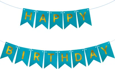 Produktbild von Oblique Unique Happy Birthday Girlande für Kinder Geburtstag Deko Jungs Party Banner Dekoration - blau-gold