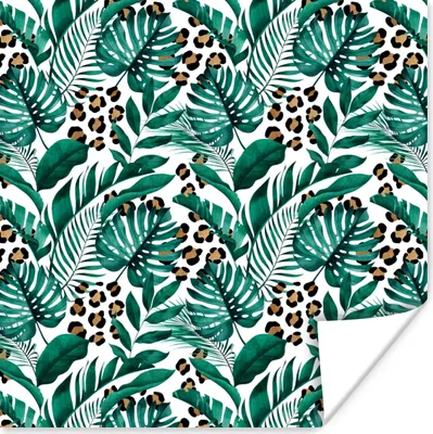 Produktbild von MuchoWow® Poster Blätter - Tropisch - Dschungel 50x50 cm - Wohnzimmerdekoration