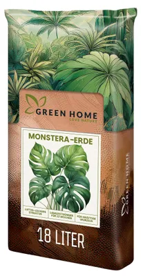 Produktbild von Green Home Monstera Erde 18 L – Substrat für Fensterblatt, Aroiden & Zimmerpflanzen, Langzeitdünger, Perlit, Kokosfasern, pH 5,8, gute Drainage