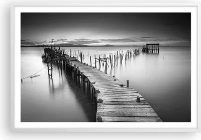 Produktbild von Gerahmtes Poster - Weißer Rahmen - Meer Brücke Landschaft Natur - 91,5x61 cm - Wand Bild - Wanddeko - Wandbilder - Wandposter - Bilderrahmen - Bilder - Kunstdruck - Wandbild - P2WAA91x61-3082