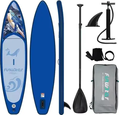 Image de Planche de paddle gonflable, légère, kit complet, baleine bleue