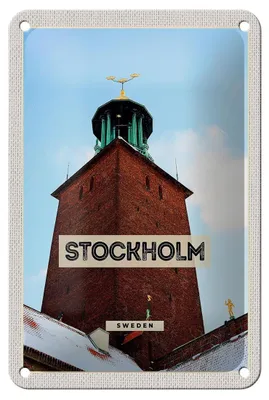 Produktbild von Blechschild Reise 12x18cm Stockholm Schweden Schnee Reise Schild