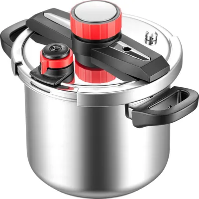 Produktbild von Schnellkochtopf, 7 l Schnellkochtopf aus Edelstahl, Druckkocher mit Dampfgitter, Deckel aus gehärtetem Glas, drei Druckeinstellungen für Fleisch, Bohnen, Reis, Suppen, Soßen, Kochdruck bis zu 100 kPa